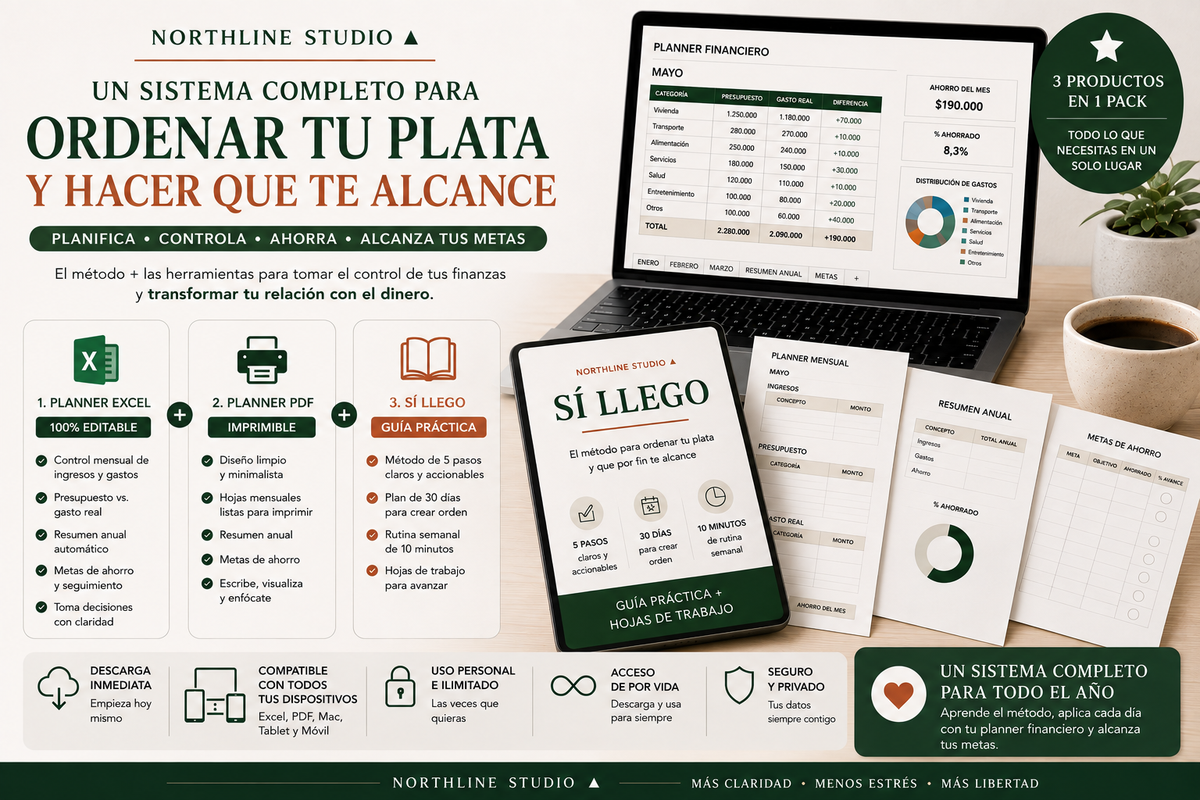 Pack Planner Financiero + Sí Llego | Excel + PDF + Método de 30 Días
