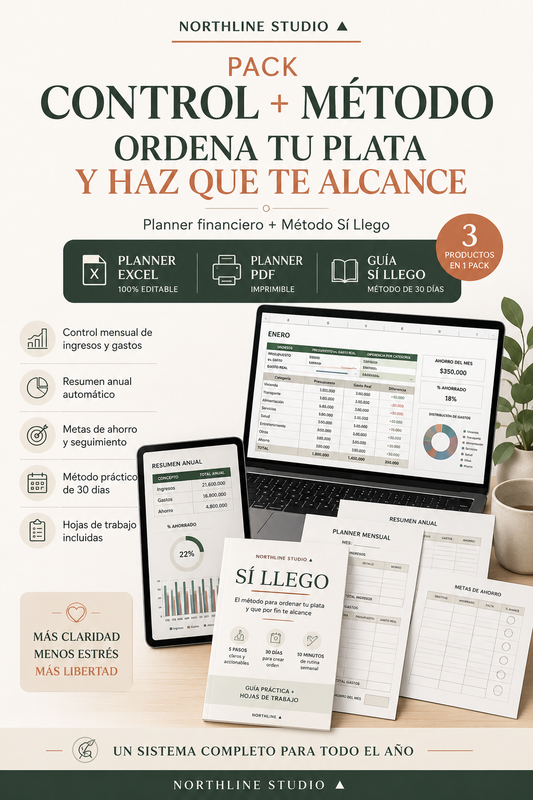 Pack Planner Financiero + Sí Llego | Excel + PDF + Método de 30 Días