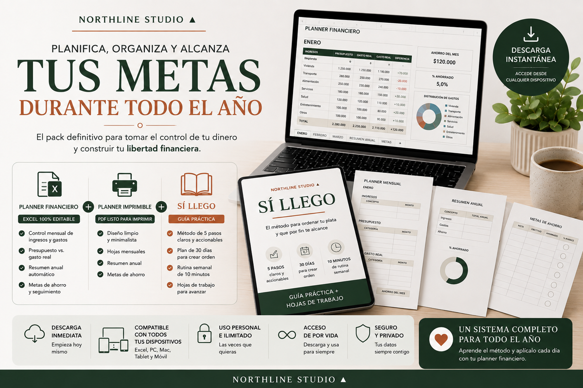 Pack Planner Financiero + Sí Llego | Excel + PDF + Método de 30 Días