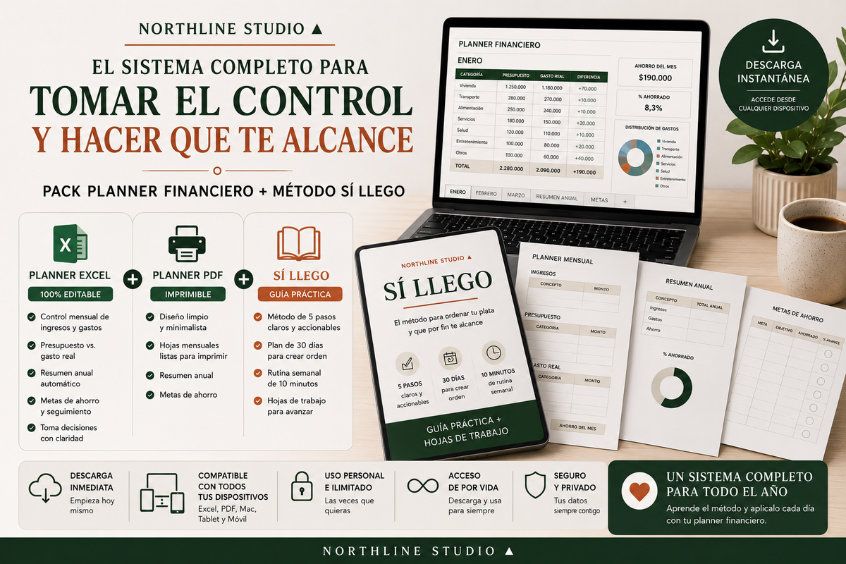 Pack Planner Financiero + Sí Llego | Excel + PDF + Método de 30 Días