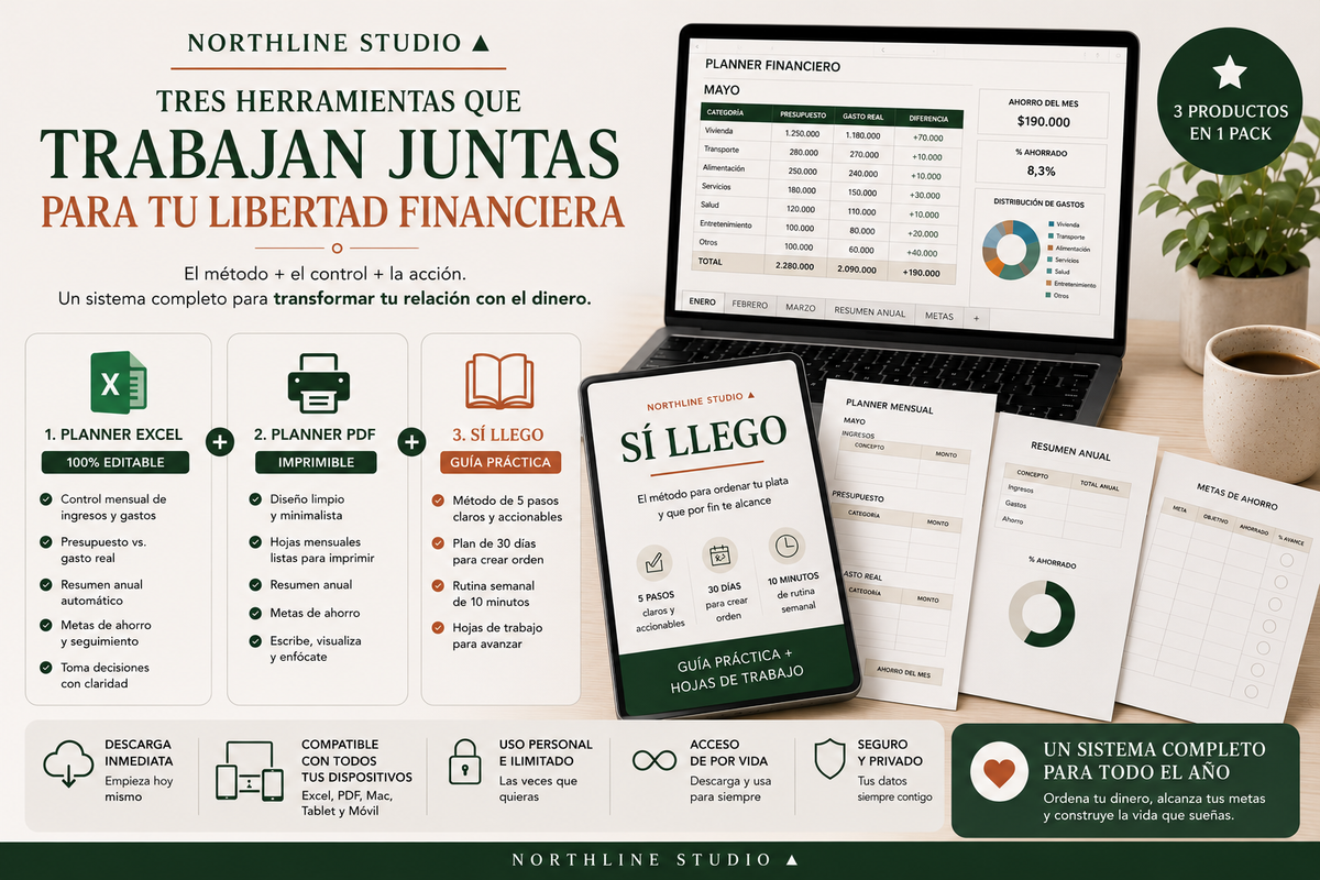 Pack Planner Financiero + Sí Llego | Excel + PDF + Método de 30 Días