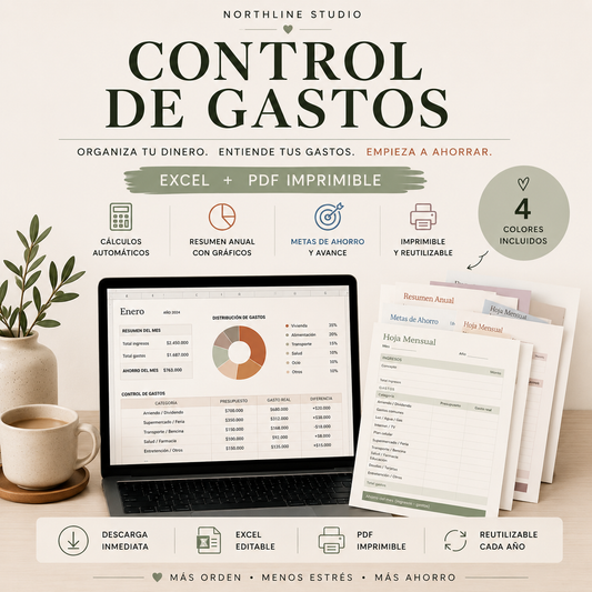 Control de Gastos | Plantilla Excel + PDF Imprimible