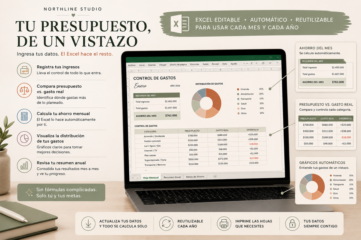 Control de Gastos | Plantilla Excel + PDF Imprimible