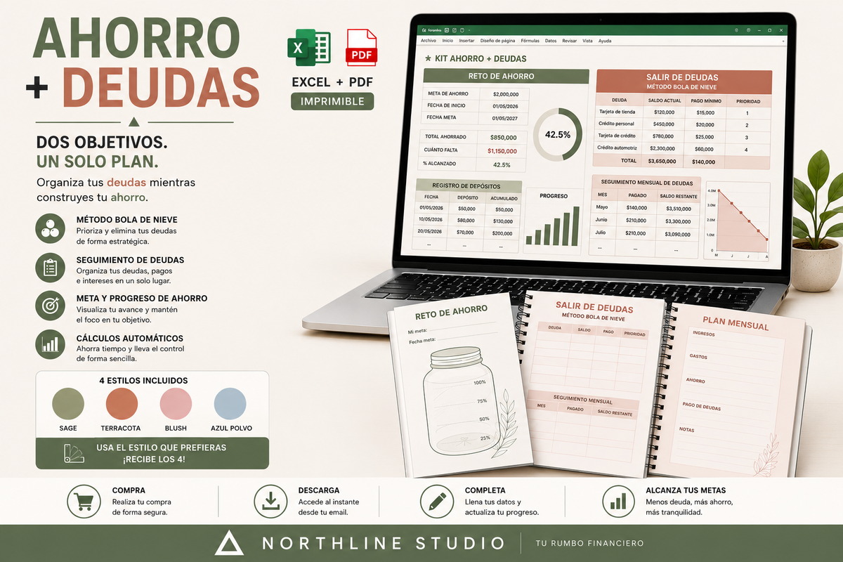 Kit Ahorro + Deudas | Excel + PDF Imprimible