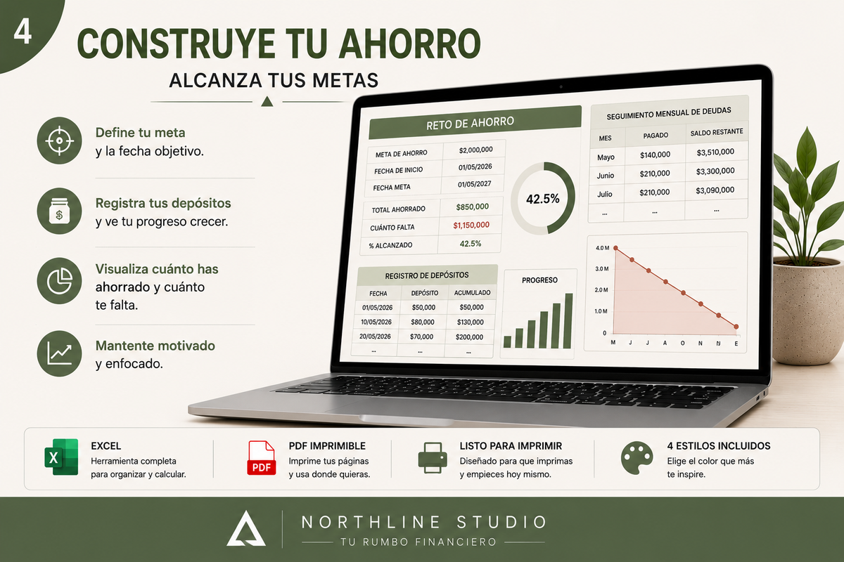 Kit Ahorro + Deudas | Excel + PDF Imprimible